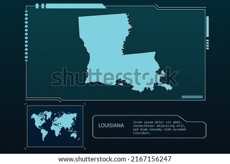 LOUISIANA Map Futuristic  infographic Map element collection background