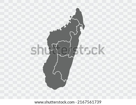 Madagascar Map grey Color on Background png