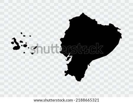 Ecuador map black Color on Backgound png  not divided into cities