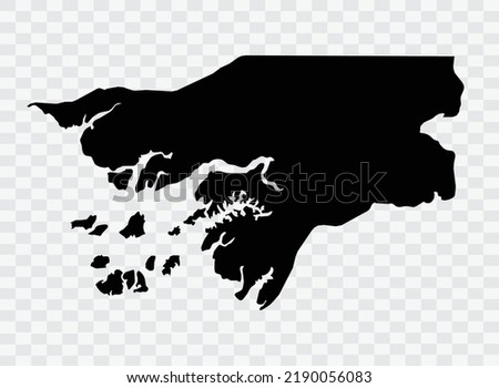 Guinea Bissau Map black Color on Backgound png  not divided into cities
