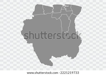 Suriname Map grey Color on White Background  Png