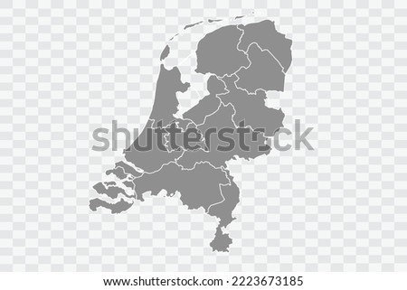 Netherlands Map grey Color on White Background  Png