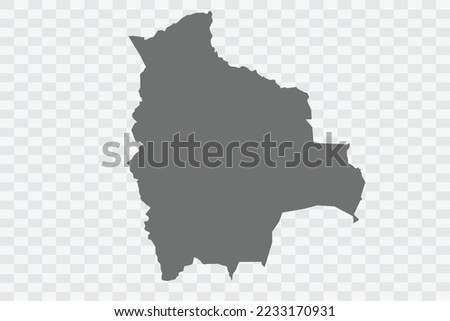 Bolivia Map grey Color on White no demarcation line Background  Png