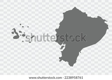 Ecuador Map grey Color on White no demarcation line Background  Png