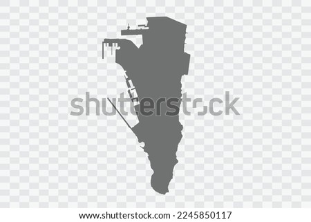 Gibraltar Map grey Color on White no demarcation line Background  Png