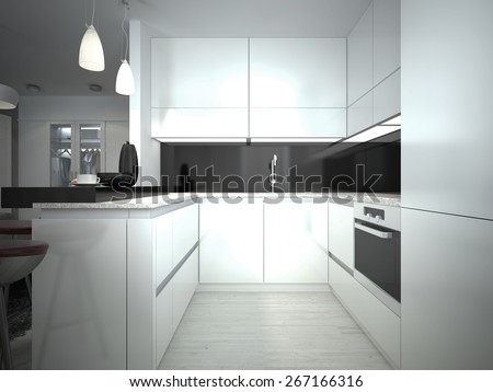 Contemporary Kitchen Style. 3D render
