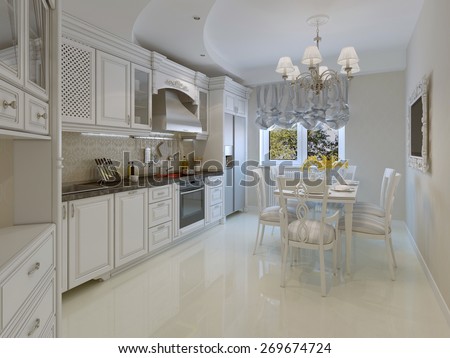 Classic style kitchen. 3d render