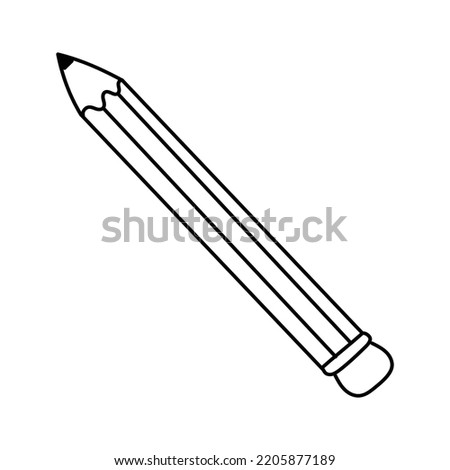 Hand drawn vector illustration of pencil with eraser. Isolated on white background