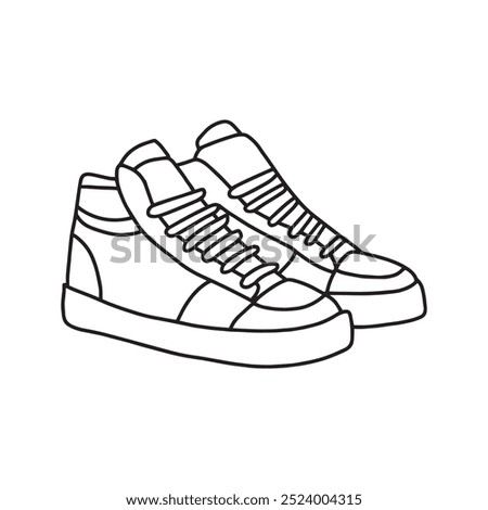 Sneakers in doodle style. Vector illustration, on a white background