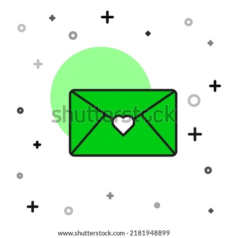 Filled outline Envelope with Valentine heart icon isolated on white background. Message love. Letter love and romance.  Vector