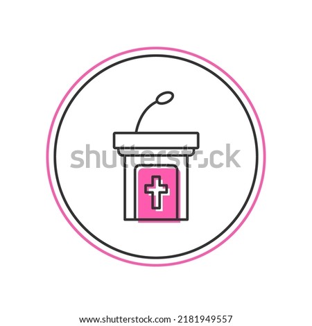 Filled outline Church sermon tribune icon isolated on white background. The podium of the preacher in the church.  Vector