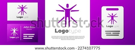 Logotype Vitruvian Man by Leonardo Da Vinci icon isolated on white background. Human anatomy. Logo design template element. Vector