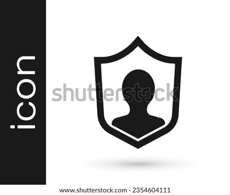 Grey User protection icon isolated on white background. Secure user login, password protected, personal data protection, authentication.  Vector