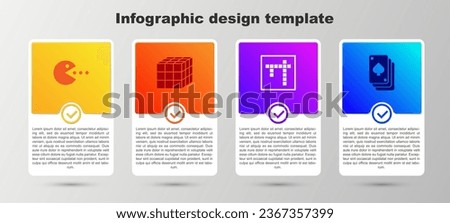 Set Pacman with eat, Rubik cube, Bingo and Playing cards. Business infographic template. Vector