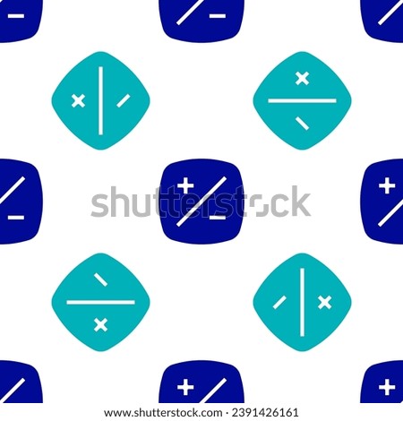 Blue Exposure compensation icon isolated seamless pattern on white background.  Vector