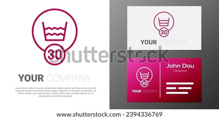 Logotype line Washing under 30 degrees celsius icon isolated on white background. Temperature wash. Logo design template element. Vector