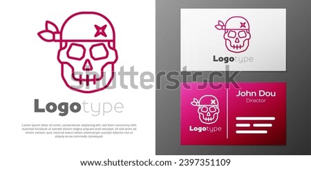 Logotype line Skull icon isolated on white background. Happy Halloween party. Logo design template element. Vector