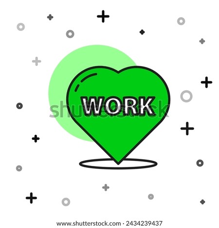 Filled outline Heart with text work icon isolated on white background.  Vector