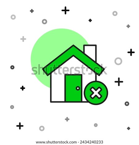 Filled outline House with wrong mark icon isolated on white background. Home and close, delete, remove symbol.  Vector
