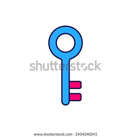 Filled outline House key icon isolated on white background.  Vector