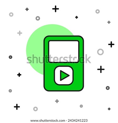 Filled outline Music player icon isolated on white background. Portable music device.  Vector