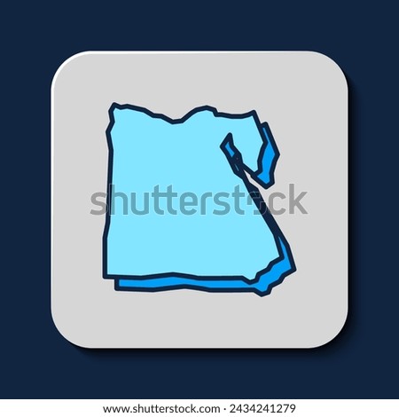 Filled outline Map of Egypt icon isolated on blue background.  Vector