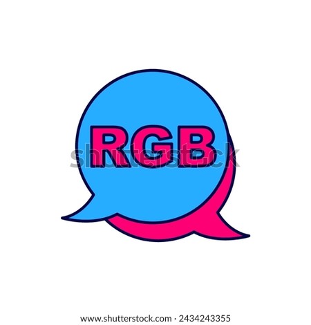 Filled outline Speech bubble with RGB and CMYK color mixing icon isolated on white background.  Vector