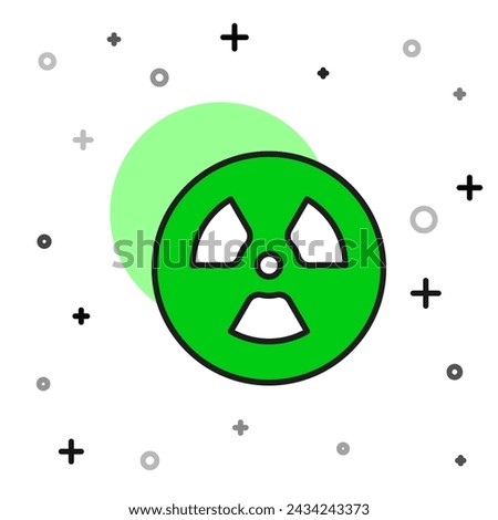 Filled outline Radioactive icon isolated on white background. Radioactive toxic symbol. Radiation hazard sign.  Vector