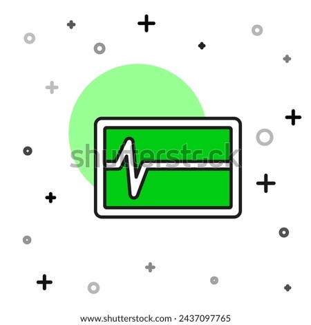 Filled outline Beat dead in monitor icon isolated on white background. ECG showing death.  Vector