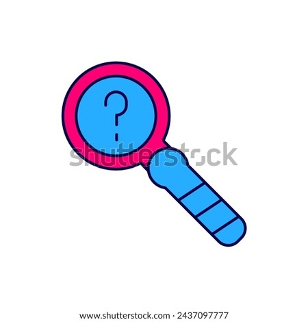 Filled outline Unknown search icon isolated on white background. Magnifying glass and question mark.  Vector