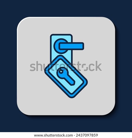 Filled outline Digital door lock with wireless technology for unlock icon isolated on blue background. Door handle sign. Security smart home.  Vector