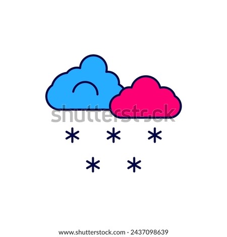 Filled outline Cloud with snow icon isolated on white background. Cloud with snowflakes. Single weather icon. Snowing sign.  Vector
