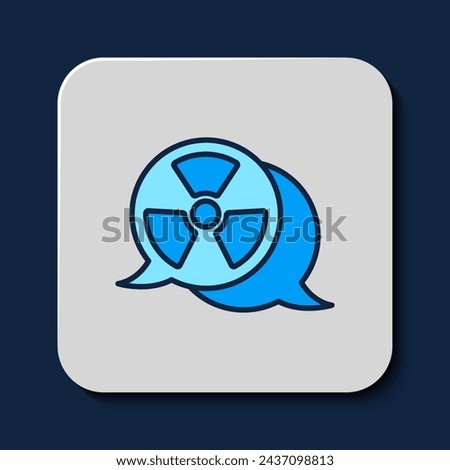 Filled outline Radioactive icon isolated on blue background. Radioactive toxic symbol. Radiation Hazard sign.  Vector