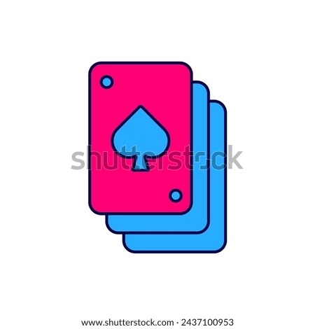 Filled outline Playing cards icon isolated on white background. Casino gambling.  Vector