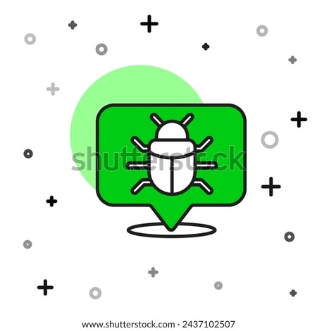 Filled outline System bug concept icon isolated on white background. Code bug concept. Bug in the system. Bug searching.  Vector