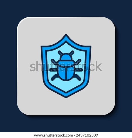 Filled outline System bug concept icon isolated on blue background. Code bug concept. Bug in the system. Bug searching.  Vector