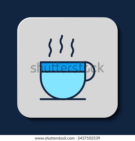Filled outline Coffee cup icon isolated on blue background. Tea cup. Hot drink coffee.  Vector