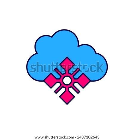 Filled outline Cloud with snow icon isolated on white background. Cloud with snowflakes. Single weather icon. Snowing sign.  Vector