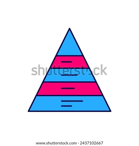 Filled outline Business pyramid chart infographics icon isolated on white background. Pyramidal stages graph elements.  Vector