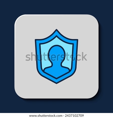 Filled outline User protection icon isolated on blue background. Secure user login, password protected, personal data protection, authentication.  Vector