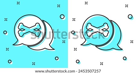 Black line Location pirate icon isolated on green and white background. Random dynamic shapes. Vector