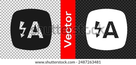 Black Auto flash icon isolated on transparent background. Automatic flash.  Vector