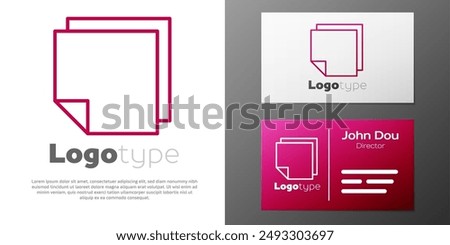 Logotype line Post note stickers icon isolated on white background. Sticky tapes with space for text or message. Logo design template element. Vector Illustration