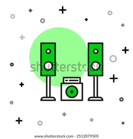 Filled outline Home stereo with two speaker s icon isolated on white background. Music system.  Vector