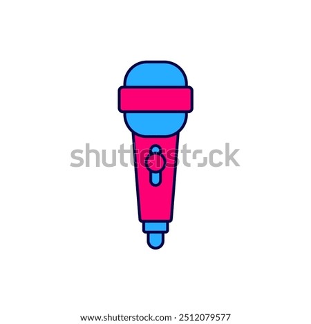 Filled outline Microphone icon isolated on white background. On air radio mic microphone. Speaker sign.  Vector