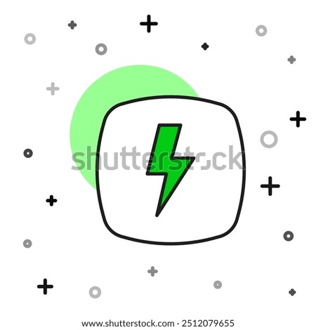 Filled outline Lightning bolt icon isolated on white background. Flash sign. Charge flash icon. Thunder bolt. Lighting strike.  Vector