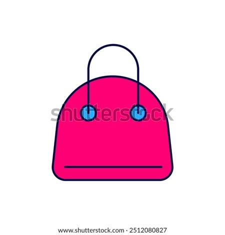 Filled outline Handbag icon isolated on white background. Female handbag sign. Glamour casual baggage symbol.  Vector