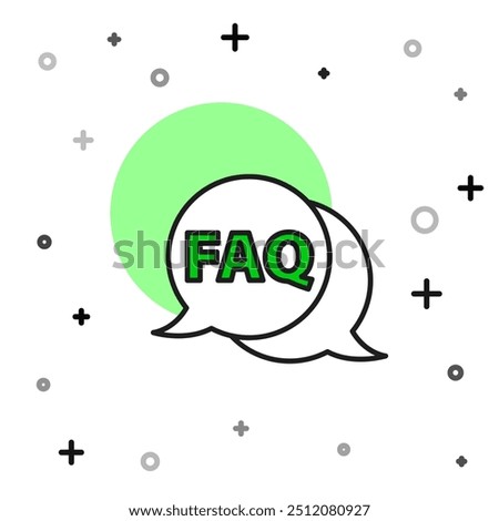 Filled outline Speech bubble with text FAQ information icon isolated on white background. Circle button with text FAQ.  Vector