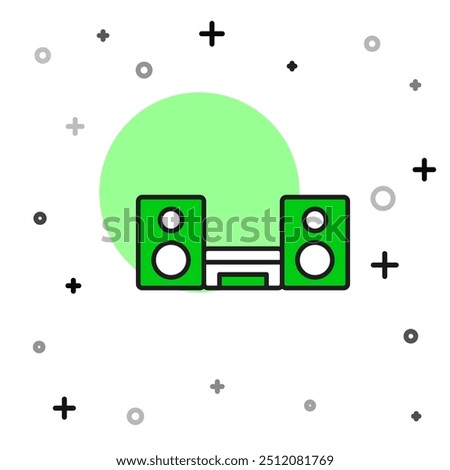 Filled outline Home stereo with two speakers icon isolated on white background. Music system.  Vector