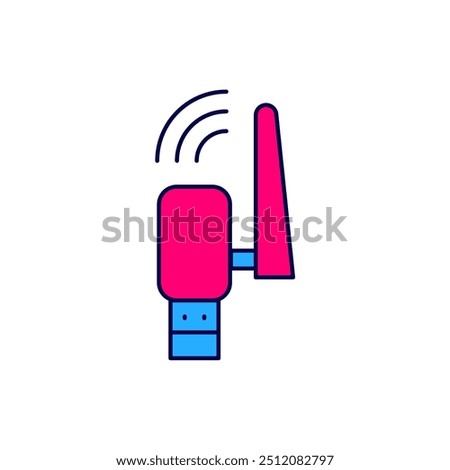 Filled outline Usb wireless adapter icon isolated on white background.  Vector